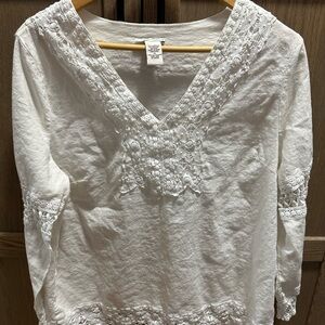Mercer & Madison White Lace Detail Blouse
